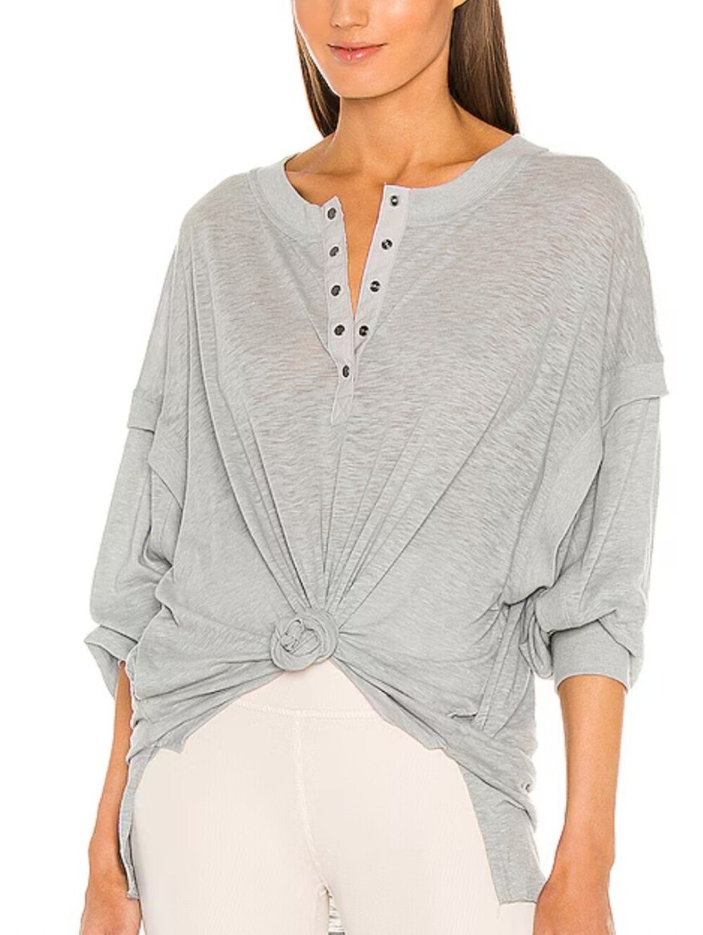 FP Movement Gray Oversized One Up Long Sleeve Shirt - Size - XS